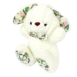 Hobby Lobby Rabbit Plush White Easter Bunny Floral Ears Feet Bow Spring Toy